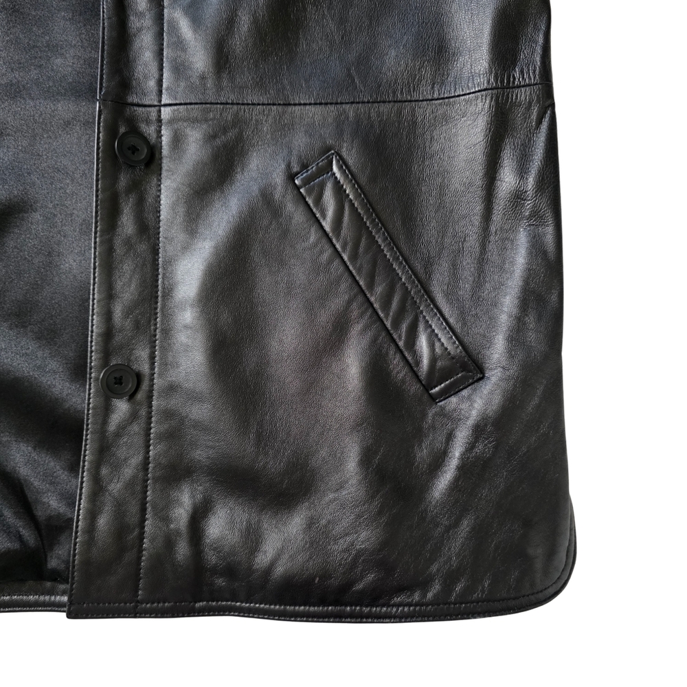 Vintage Centigrade Black Leather Button- Front Sh… - image 6